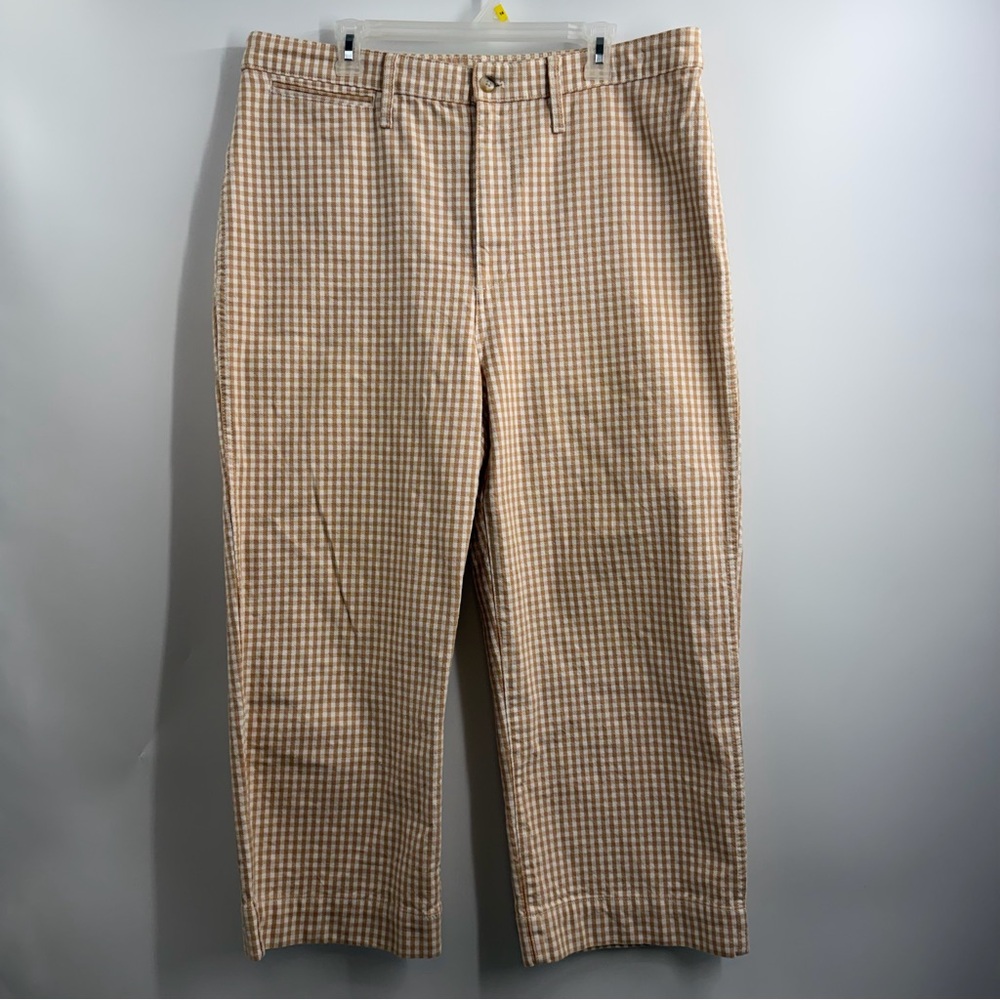 Madewell Tan Checkered Wide Leg Pants